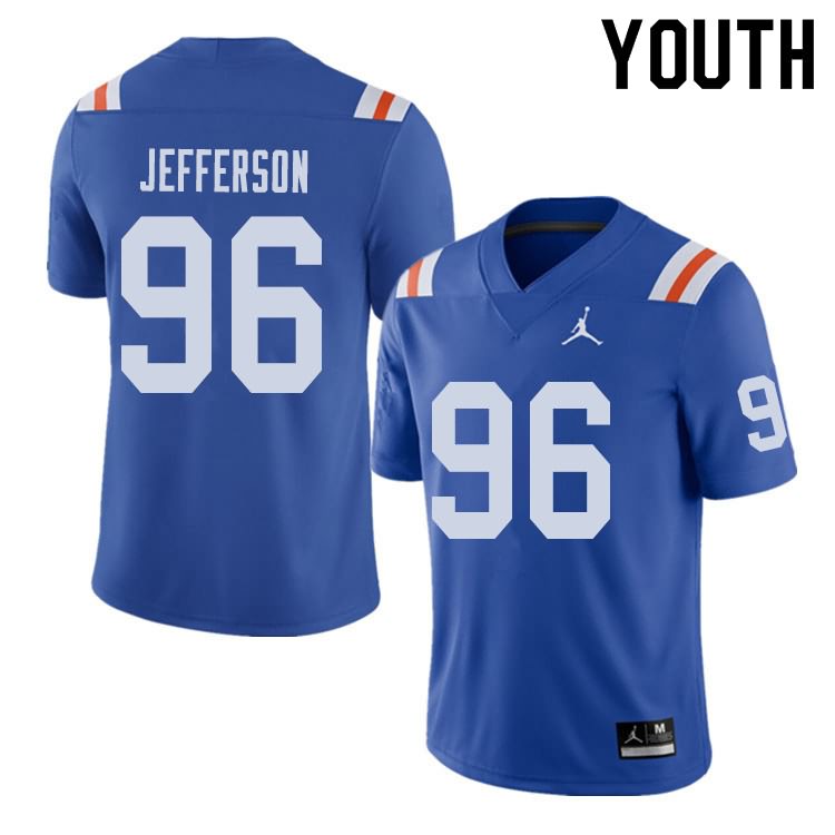 Youth NCAA Florida Gators Cece Jefferson #96 Stitched Authentic Alternate Jordan Brand Royal Throwback College Football Jersey EEB7865WJ